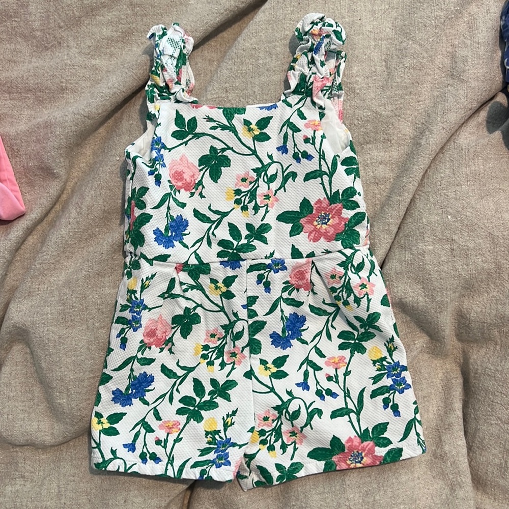 Floral Janie and Jack short romper with open back size 3t